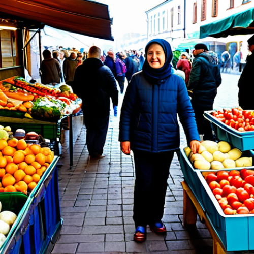 Home 17 A traveler, fully clothed in comfortable, modest casual wear, is standing amidst a vibrant and bustling outdoor Polish local market. Stalls are filled with an abundance of fresh, colorful vegetables, fruits, artisanal cheeses, and homemade preserves, neatly displayed. People of various ages are seen in the background, browsing and interacting with vendors. The scene is illuminated by soft, natural daylight, capturing the authentic energy and inviting atmosphere of the market. The subject is in a natural pose with perfect anatomy, correct proportions, well-formed hands, and proper finger count. This is a high-quality professional photograph, safe for work, appropriate content, and family-friendly.